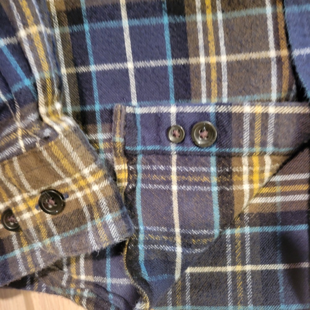 LL Bean Mens Flannel Shirt Medium Slightly Fitted Plaid Blue Green 298167 - Picture 3 of 13